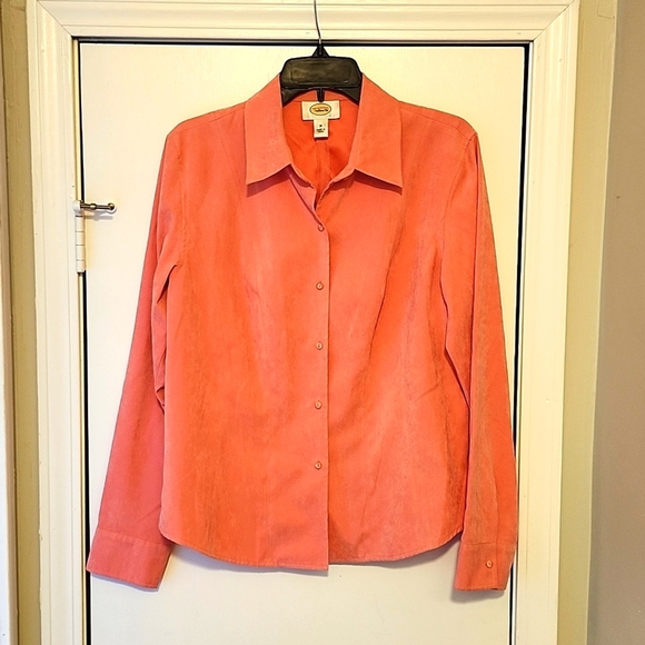 🍁Talbots Womens Salmon Pink Button Down Long Sleeve Shirt - Picture 2 of 4